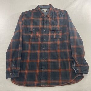 Carbon 2 Cobalt Effortlessly Cool Shirt Men's L Orange Plaid Flannel Button Up